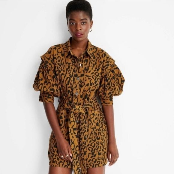 Future Collective Leopard Denim Utility Jacket 0 New - Picture 1 of 11